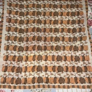 Vintage Vera Neumann ladybug hand rolled silk square scarf fruit sheer 28”